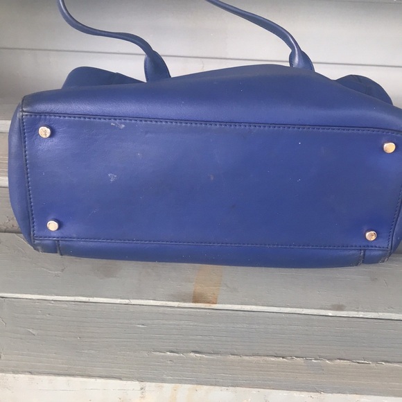 KATE SPADE ♠️ ROYAL BLUE W/BLACK TRIM LARGE LEATHER TOTE SHOULDER BAG PURSE - Picture 5 of 9